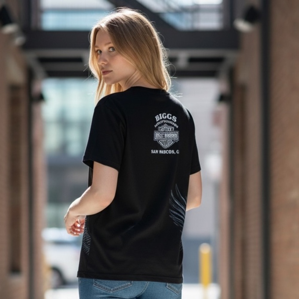 Harley-Davidson Black Short Sleeve Graphic Tee with Wing Design - Picture 9 of 9